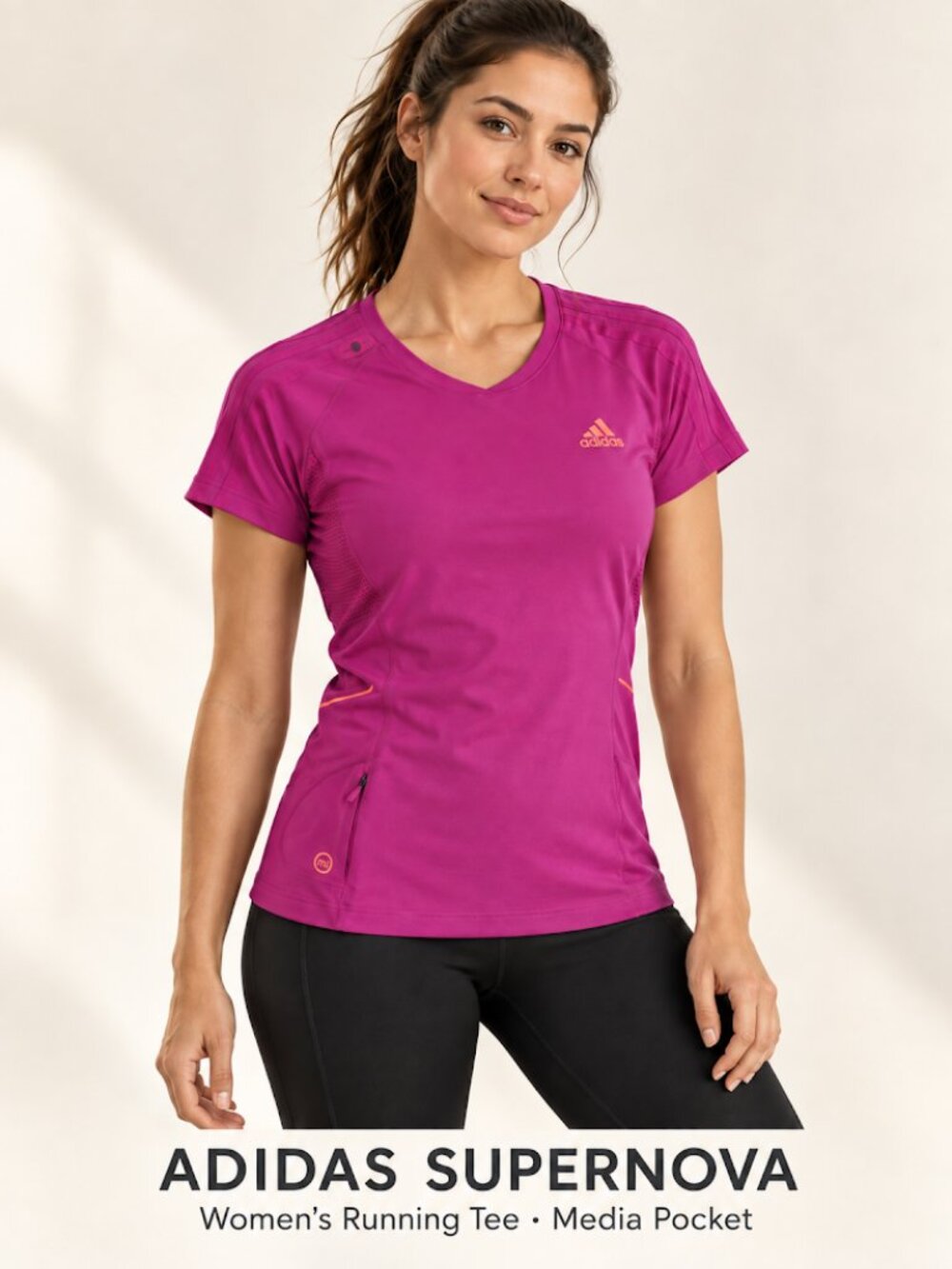 Adidas Supernova Women’s Running Shirt – Purple Activewear Tee with Media Pocket